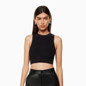 Aritzia Black Ribbed Crop Tank Top